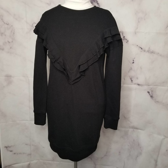 DIVIDED H&M black ruffled long sleeve dress 2 - Picture 1 of 9